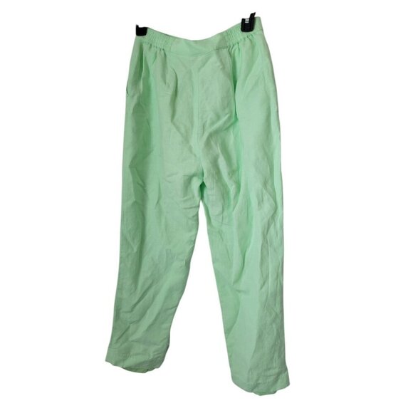 Women's Petite Ruby Rd. 4p Green Summer Linen Lined Pants - Picture 2 of 3
